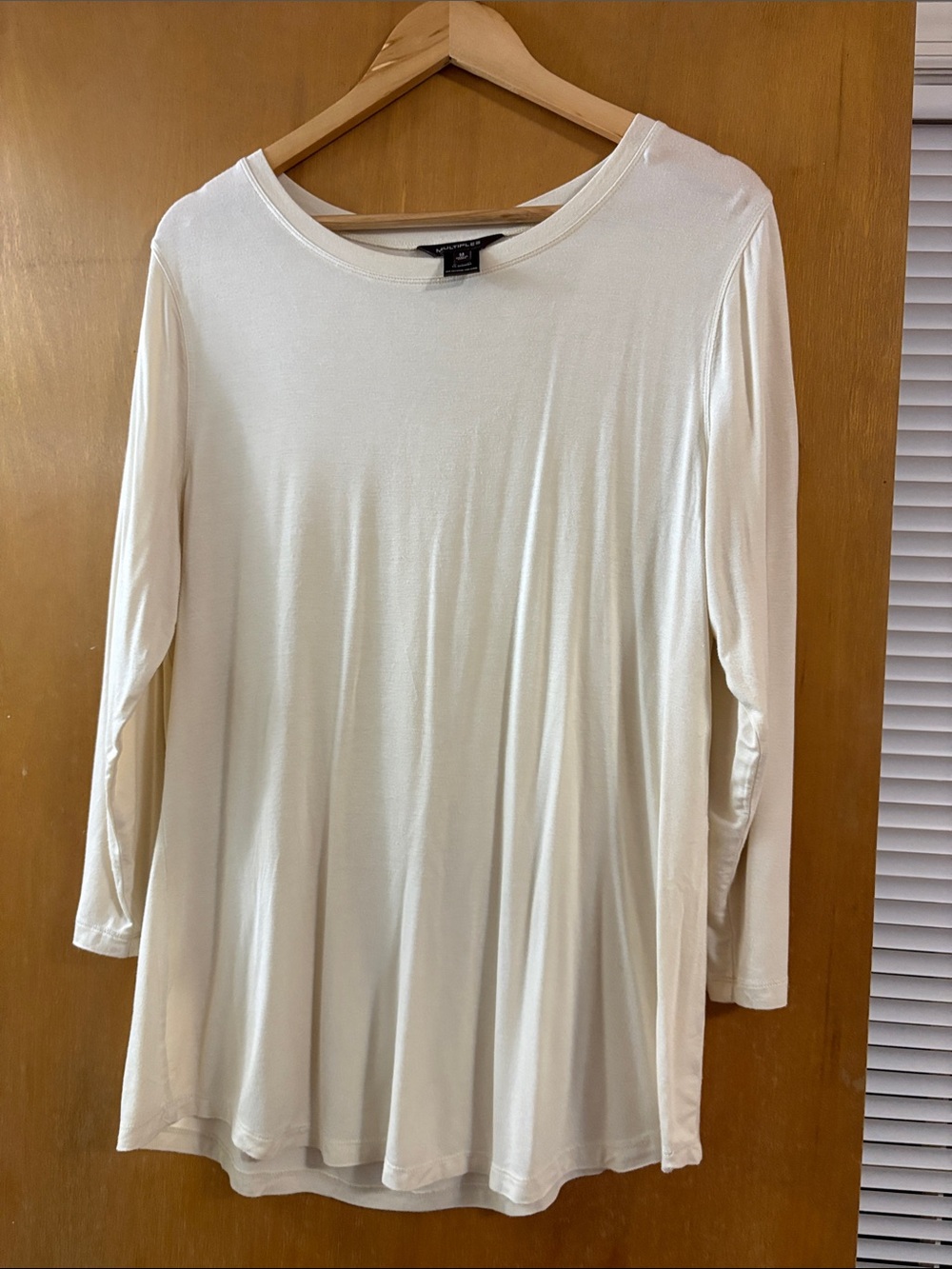 Multiples Cream Long-Sleeve Swing Top